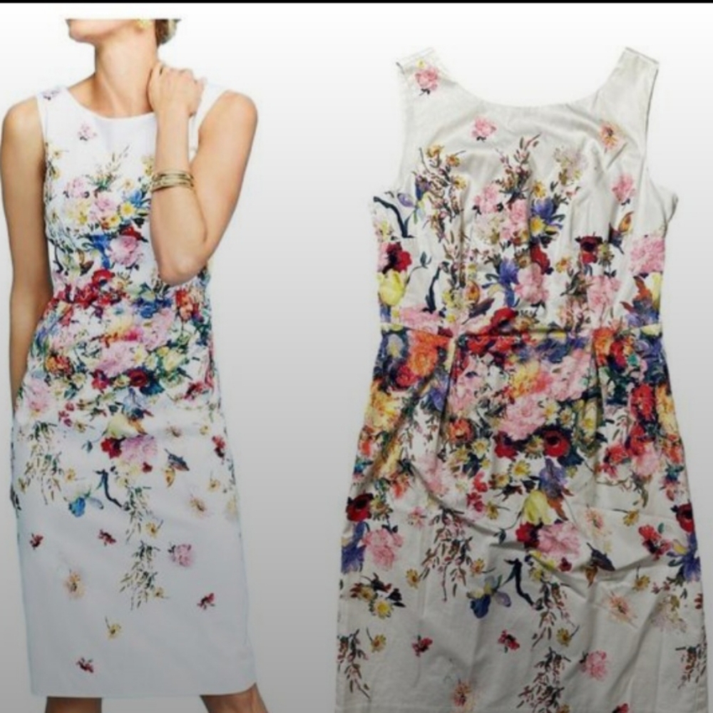 Talbots Cape Bouquets Sheath Dress Size 8P